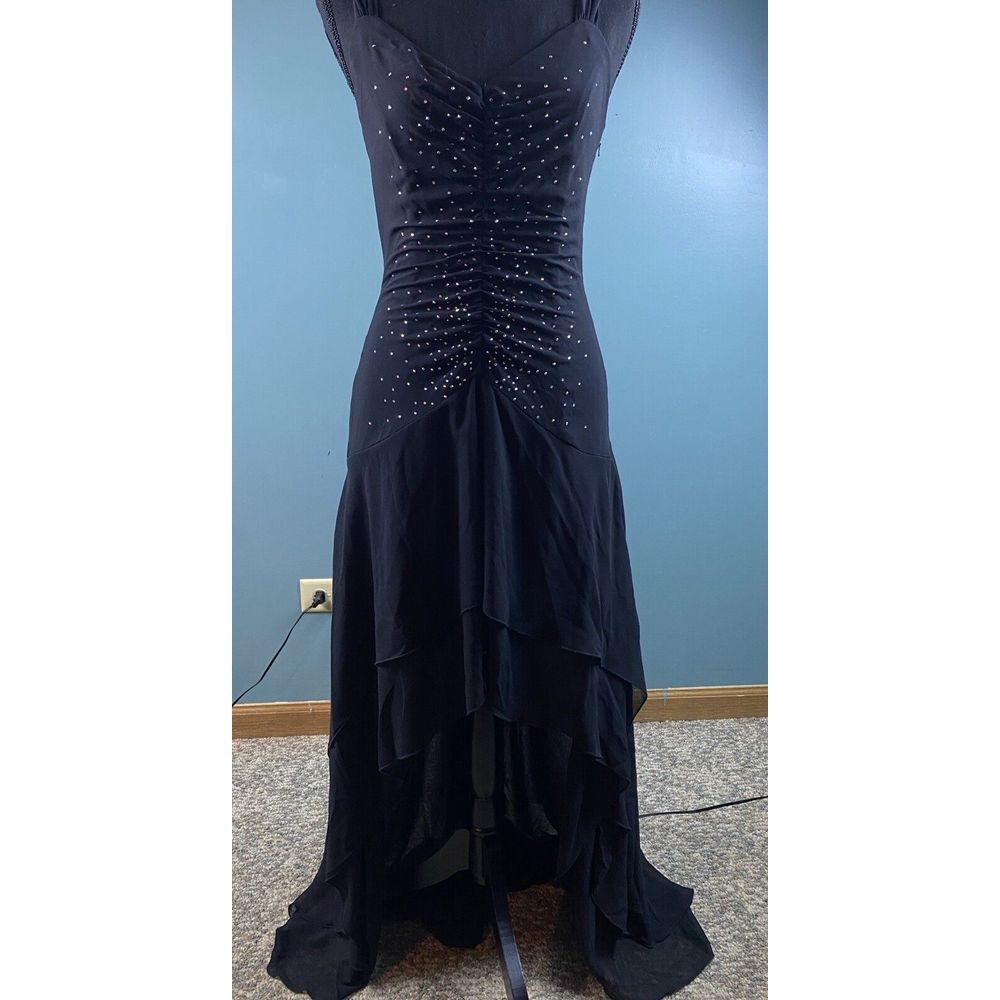 Vintage Jessica McClintock Black Chiffon Long Formal Dress Women's Size 4